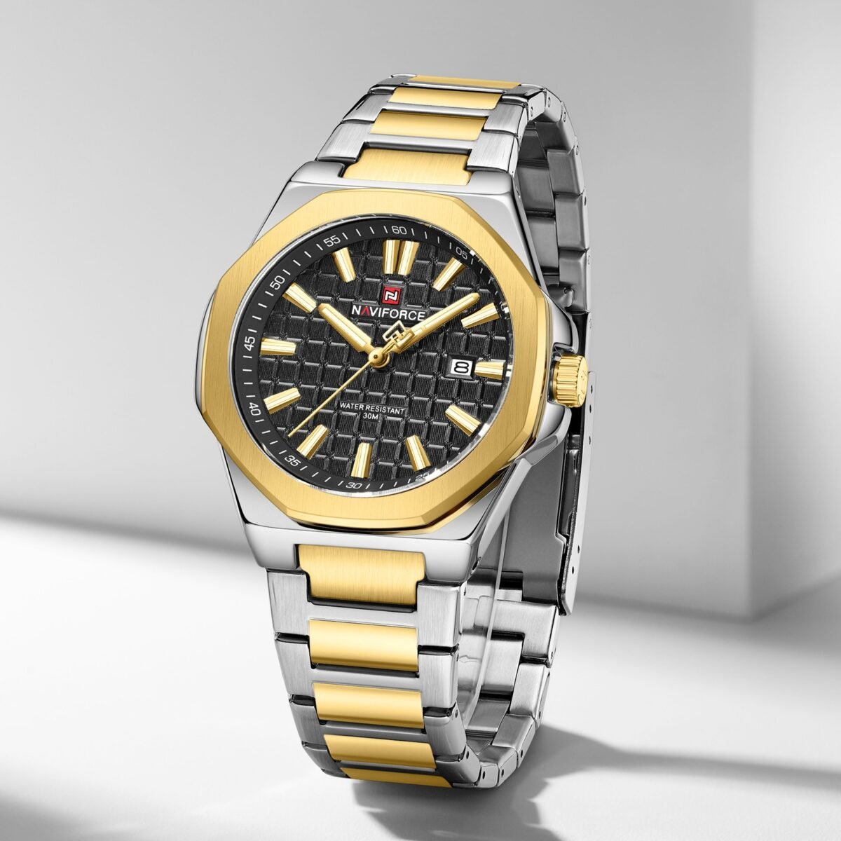 Naviforce 9258 CH For Men – Silver Gold Black - Image 1