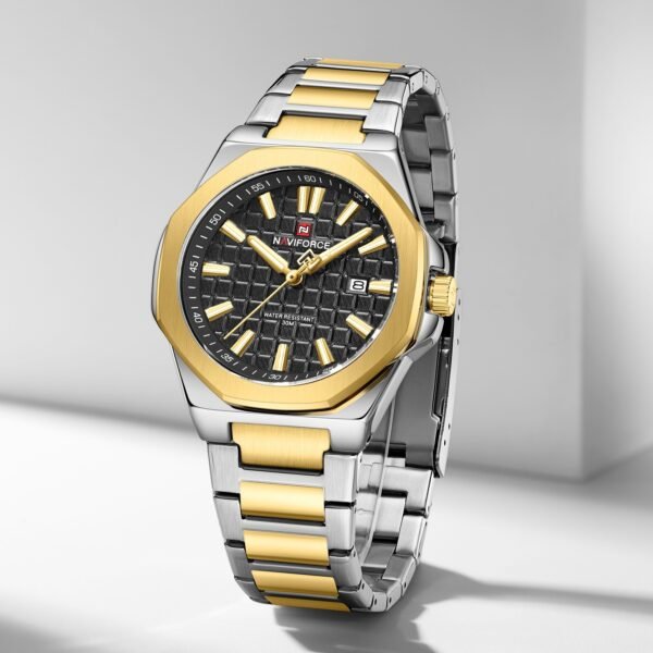 Naviforce 9258 CH For Men – Silver Gold Black