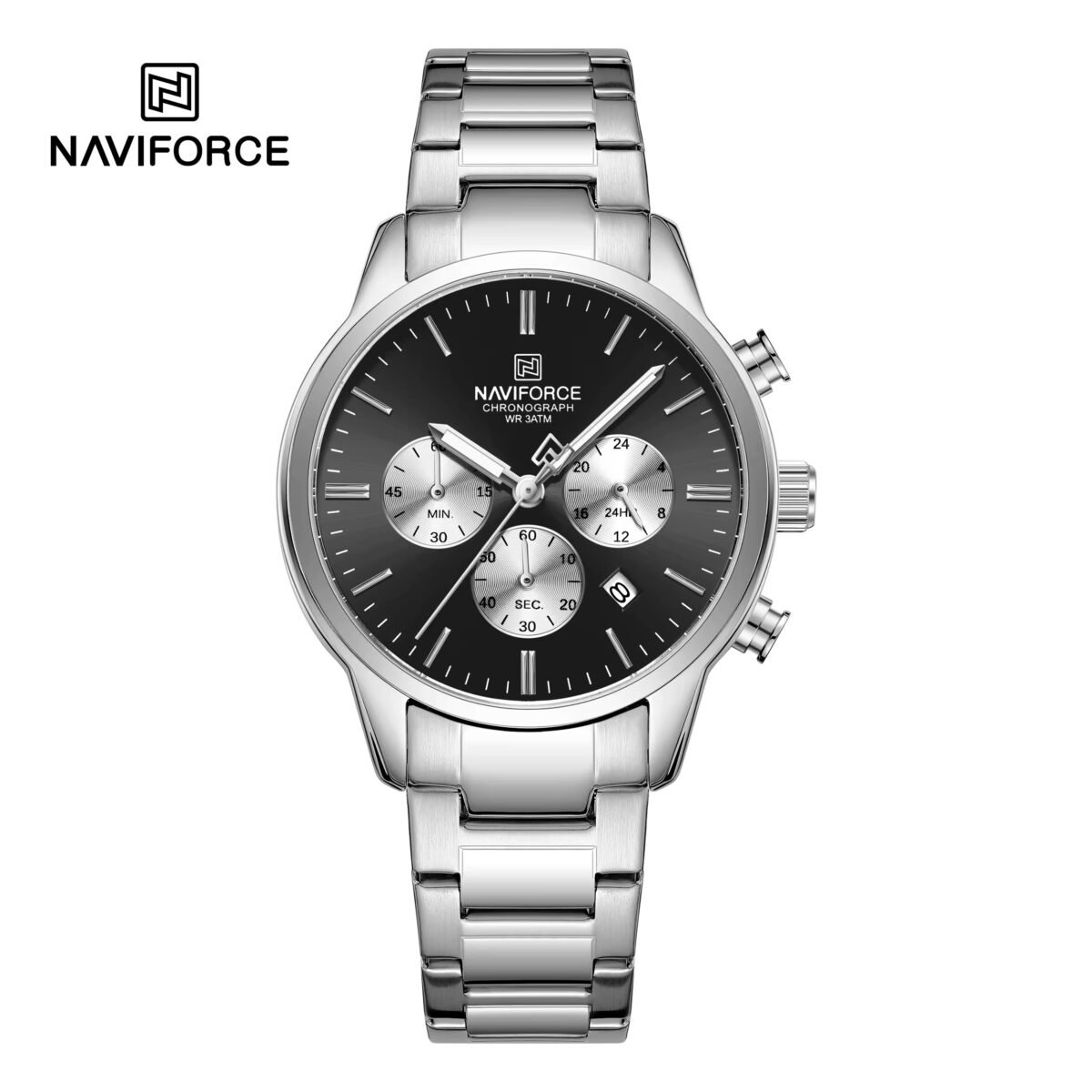 Naviforce 8076 For Men – Silver Black - Image 1