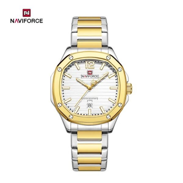 Naviforce 9243 For Men – Gold White