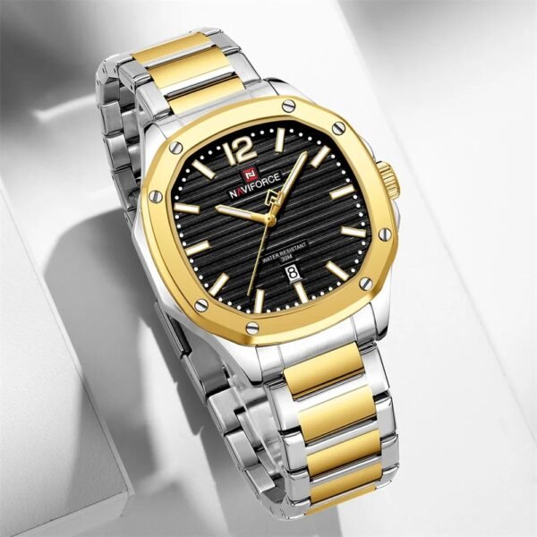 Naviforce 9243 For Men – Silver Gold Black