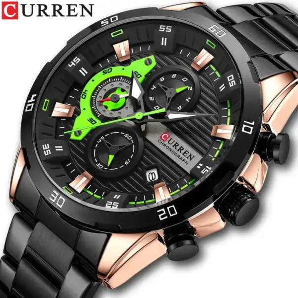 Curren 8402 Rose Gold Black men’s watch – luxury rose-gold stainless-steel wristwatch in Bangladesh